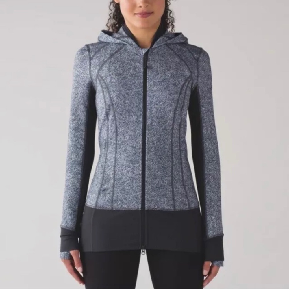 Lululemon Daily Practice Jacket Rio Mist White Black / Deep Coal size 6